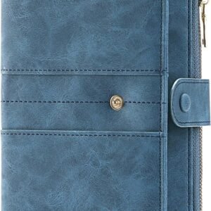 RFID Blocking Leather Passport Wallet Cover Case with Pen and Card Slots Travel Wallet for Women/Men Travel Must Haves Accessories