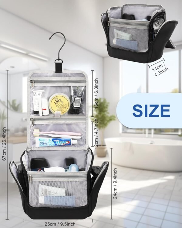 Relavel Hanging Toiletry Bag for Men and Women, Travel Toiletries Bag Water-resistant Large Makeup Cosmetic Organizer Storage, Shaving Dopp Kit Shower Bathroom Hygiene Bags, Carry-on Travel Essentials - Image 6