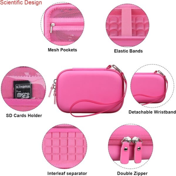 Elonbo Carrying Case for KODAK Step Instant Smartphone Photo Printer, Portable Mini Color Wireless Mobile Print Digital Camera Hard Travel Bag, Picture Printer Storage Holder, Pink+Pink - Image 4