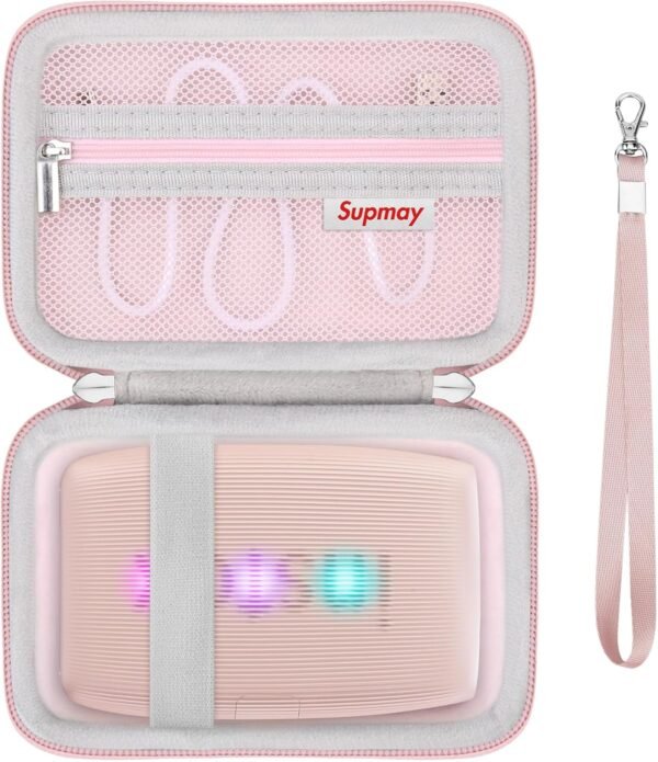 Hard Carrying Case for Fujifilm Instax Mini Link 3/2 Smartphone Printer, Travel Storage Case with Mesh Pocket for USB Cable, Instax Mini Film, Pink
