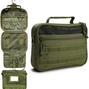 SMONT Toiletry Bag for Men Travel Toiletry Organizer Dopp Kit Organizer Toiletries Travel Bag Shaving Hygiene Bag Bathroom Hanging Men’s Toiletry Bag for Short Trips Army Green