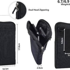 Cell Phone Belt Clip Holster for Men, Crossbody Phone Sling Bags Black, Waterproof Cell Phone Belt Holder Smartphone Carry Case with Belt Loop with Shoulder Strap Messenger Bag Bumbag Protector Wallet