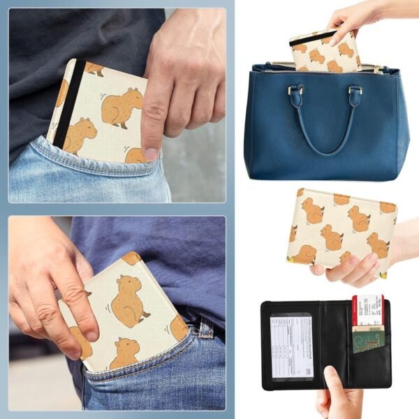 Passport Holder Cute Capybara Passport Cover for Women Men,Travel Document Organizer Holder Accessories Boy Girl t personalized Passport Wallet - Image 4