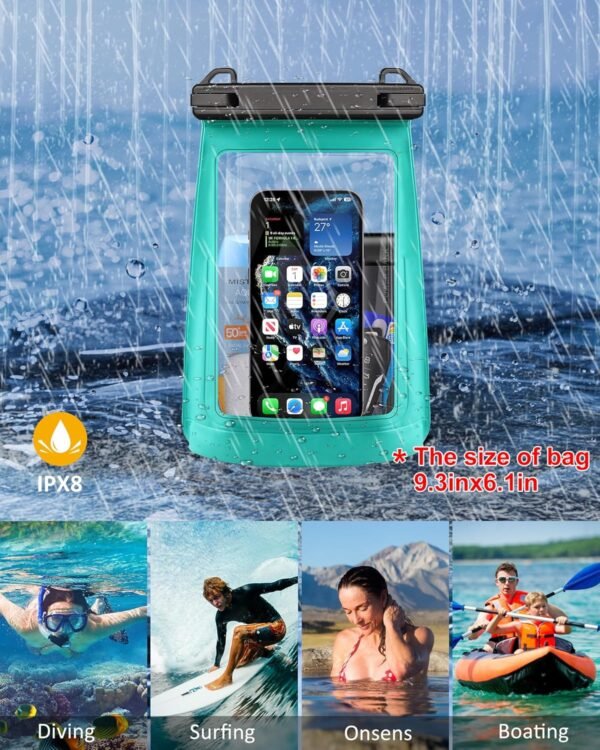 Waterproof Phone Pouch for iPhone 16 15 14 11 Pro Max & Galaxy S24 S21 - Floating Large Capacity Dry Bag Stores Sunscreen, Sunglasses - Oversized Waterproof Bag for Beach, Swimming, Kayaking - Image 9