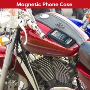 The Nekid Cow Waterproof Motorcycle Cell Phone Case Holder | Magnetic Cell Phone Pouch with Large Zipper Pocket | Accessible Touch Screen