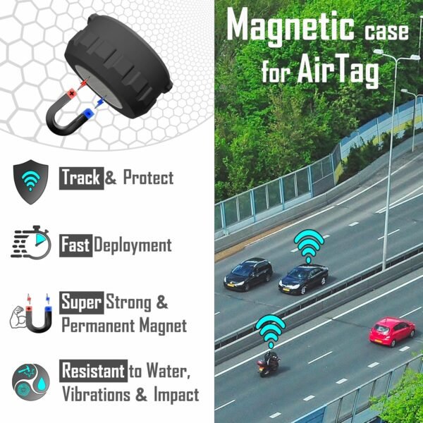 Ultra Strong Neodymium Compatible with AirTag Magnetic Case for Apple Tag Waterproof AirTag Magnet Holder, Easy Screw On Secure Attach Air Tag for Car (Magnetic) - Image 3